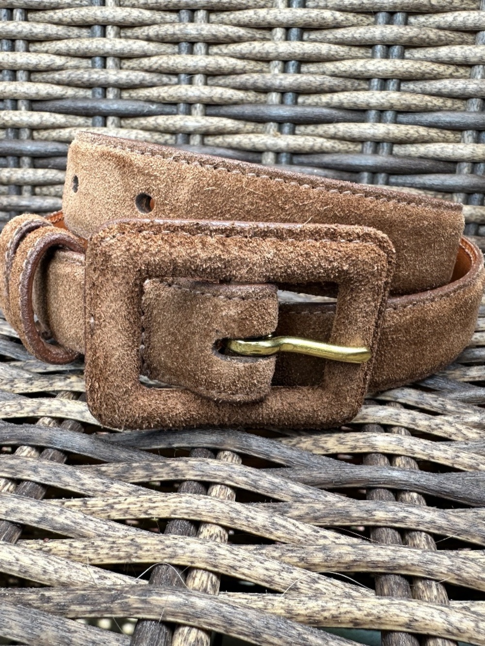 Polo Ralph Lauren Brown Suede Leather Belt Unisex Size 32 Made In USA Old Money - Picture 2 of 13